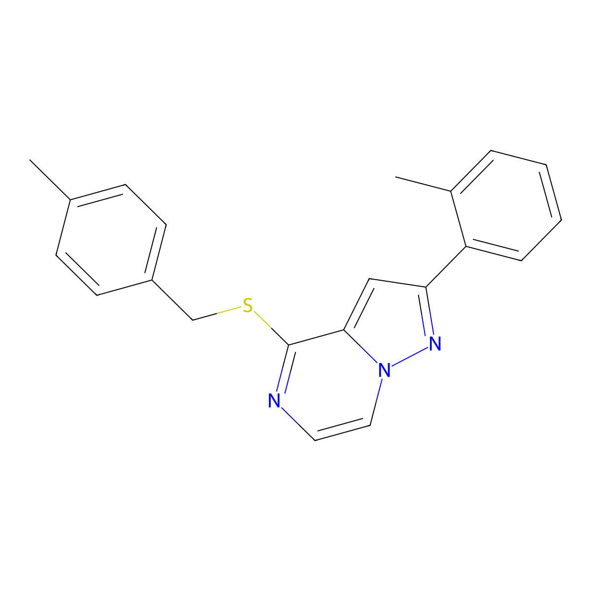 4-[(4-Methylbenzyl)thio]-2-(2-methylphenyl)pyrazolo[1,5-a]pyrazine molecular structure, CAS 1206990-89-7