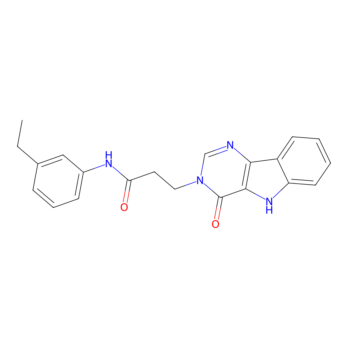 N-(3-ethylphenyl)-3-(4-oxo-4,5-dihydro-3H-pyrimido[5,4-b]indol-3-yl)propanamide molecular structure, CAS 1206990-93-3