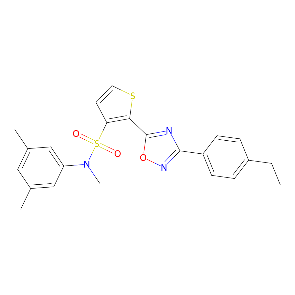 N-(3,5-dimethylphenyl)-2-[3-(4-ethylphenyl)-1,2,4-oxadiazol-5-yl]-N-methylthiophene-3-sulfonamide molecular structure, CAS 1206990-95-5