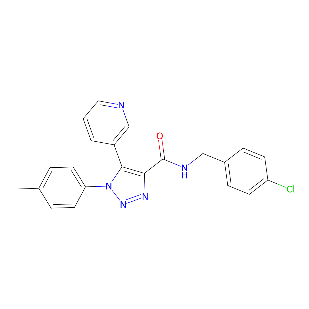 N-[(4-chlorophenyl)methyl]-1-(4-methylphenyl)-5-(pyridin-3-yl)-1H-1,2,3-triazole-4-carboxamide molecular structure, CAS 1206990-99-9