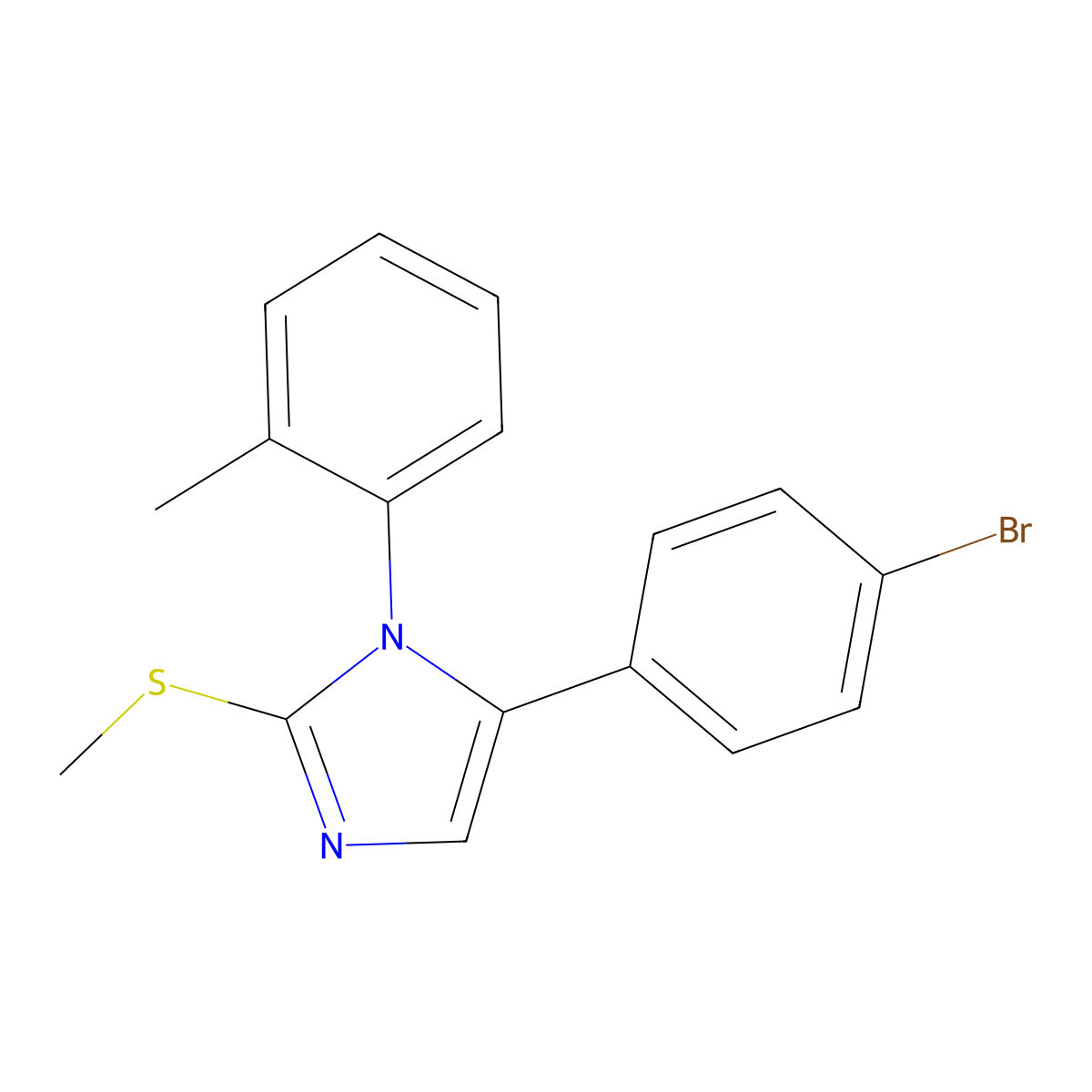 5-(4-bromophenyl)-2-(methylthio)-1-(o-tolyl)-1H-imidazole molecular structure, CAS 1206991-07-2