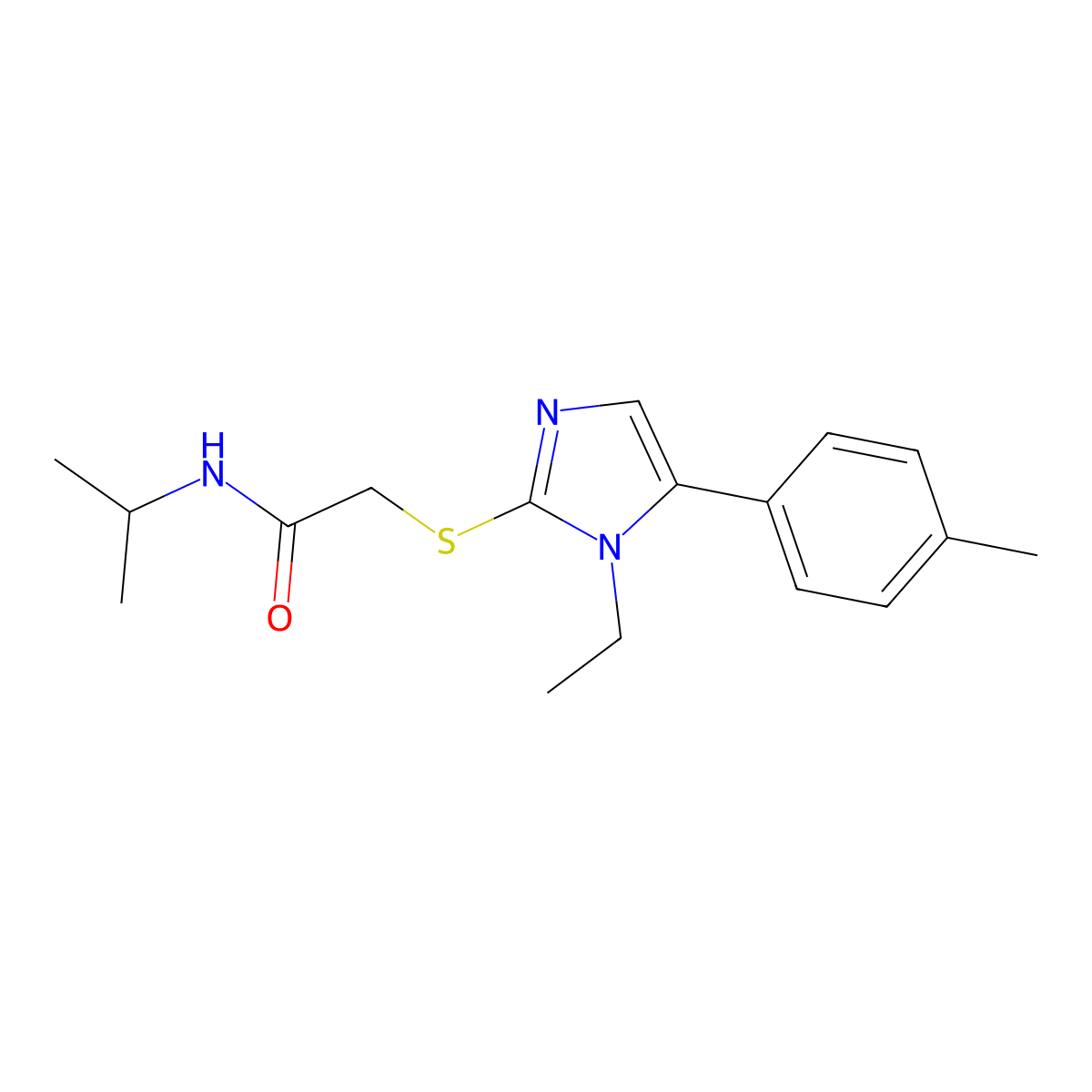 2-((1-ethyl-5-(p-tolyl)-1H-imidazol-2-yl)thio)-N-isopropylacetamide molecular structure, CAS 1206991-08-3