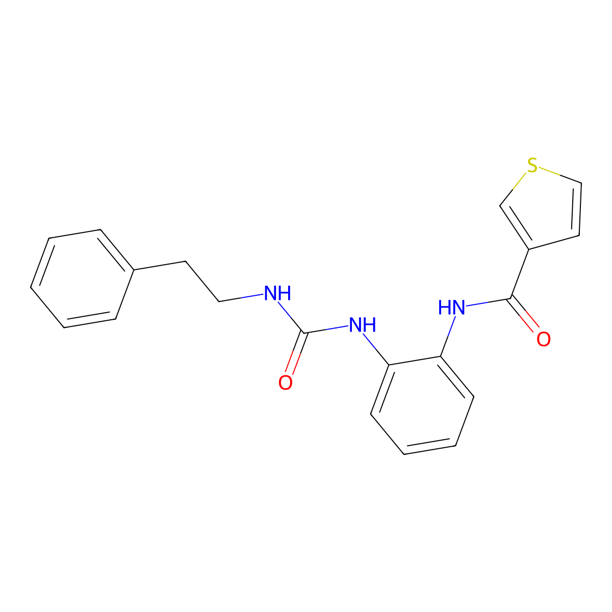 N-(2-(3-phenethylureido)phenyl)thiophene-3-carboxamide molecular structure, CAS 1206991-11-8