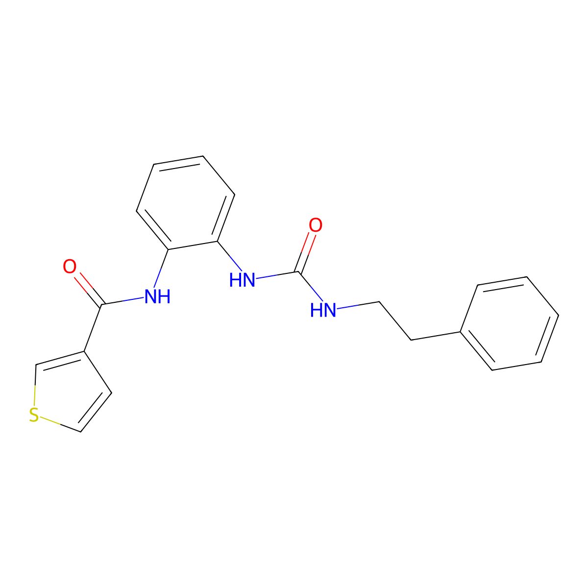 N-(2-(3-phenethylureido)phenyl)thiophene-3-carboxamide molecular structure, CAS 1206991-11-8