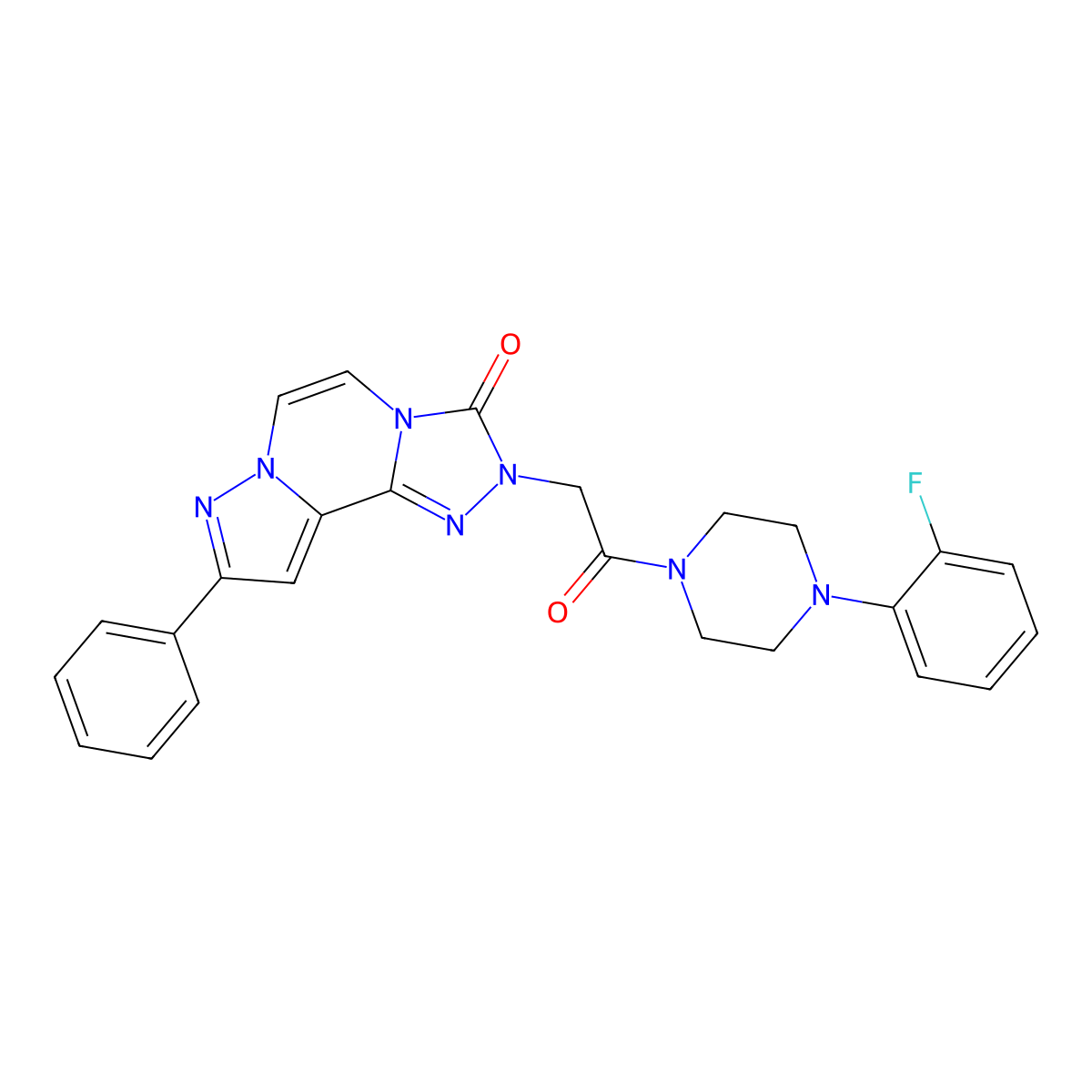 4-[2-[4-(2-Fluorophenyl)piperazin-1-yl]-2-oxoethyl]-11-phenyl-3,4,6,9,10-pentazatricyclo[7.3.0.02,6]dodeca-1(12),2,7,10-tetraen-5-one molecular structure, CAS 1206991-18-5