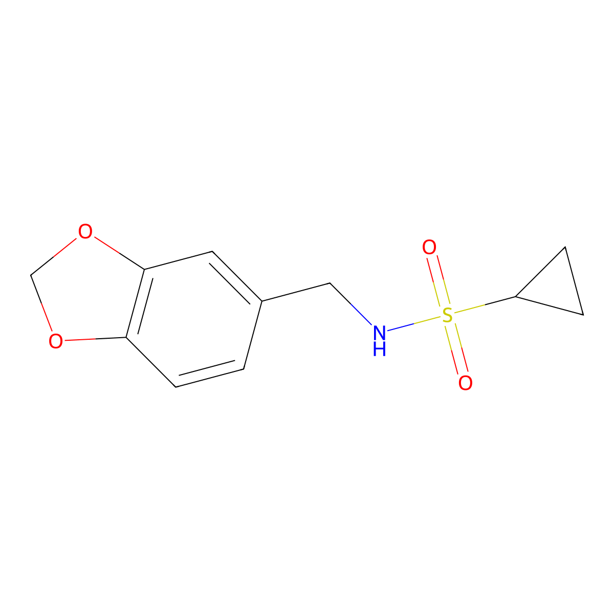 N-(benzo[d][1,3]dioxol-5-ylmethyl)cyclopropanesulfonamide molecular structure, CAS 1206991-19-6