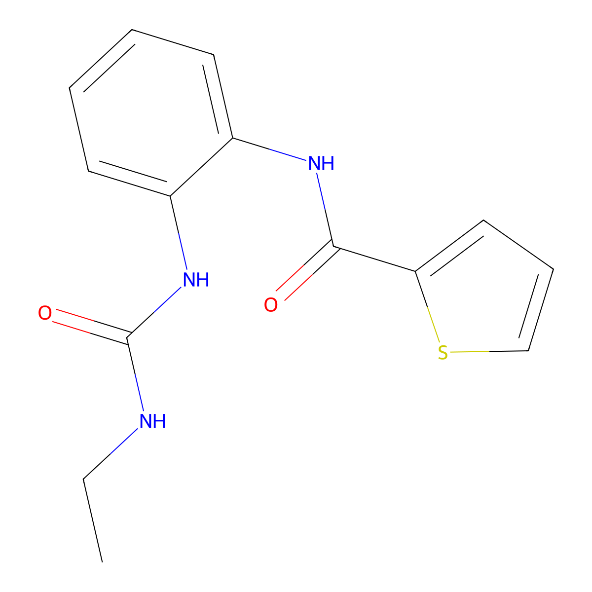N-(2-(3-ethylureido)phenyl)thiophene-2-carboxamide molecular structure, CAS 1206991-20-9