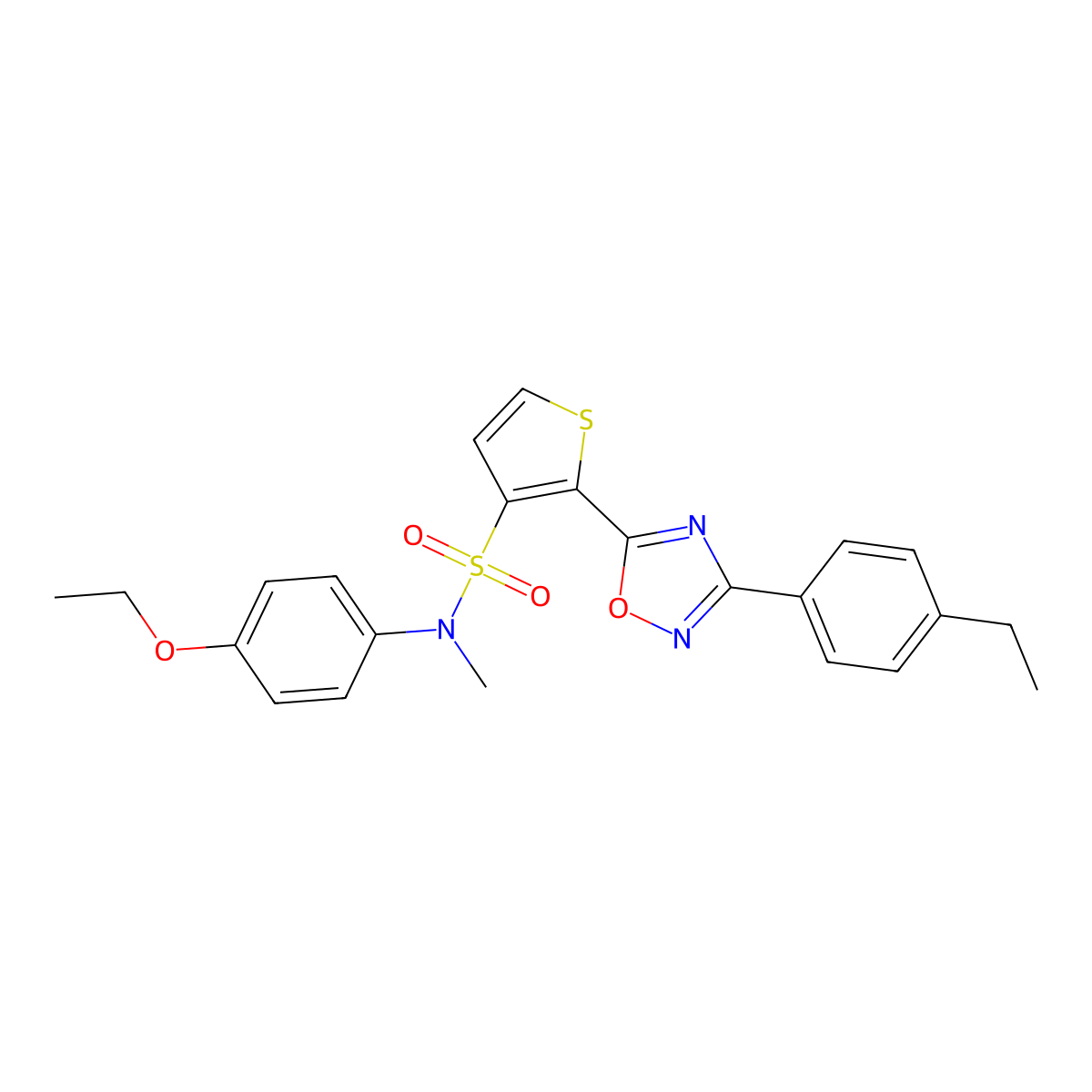 N-(4-ethoxyphenyl)-2-[3-(4-ethylphenyl)-1,2,4-oxadiazol-5-yl]-N-methylthiophene-3-sulfonamide molecular structure, CAS 1206991-21-0
