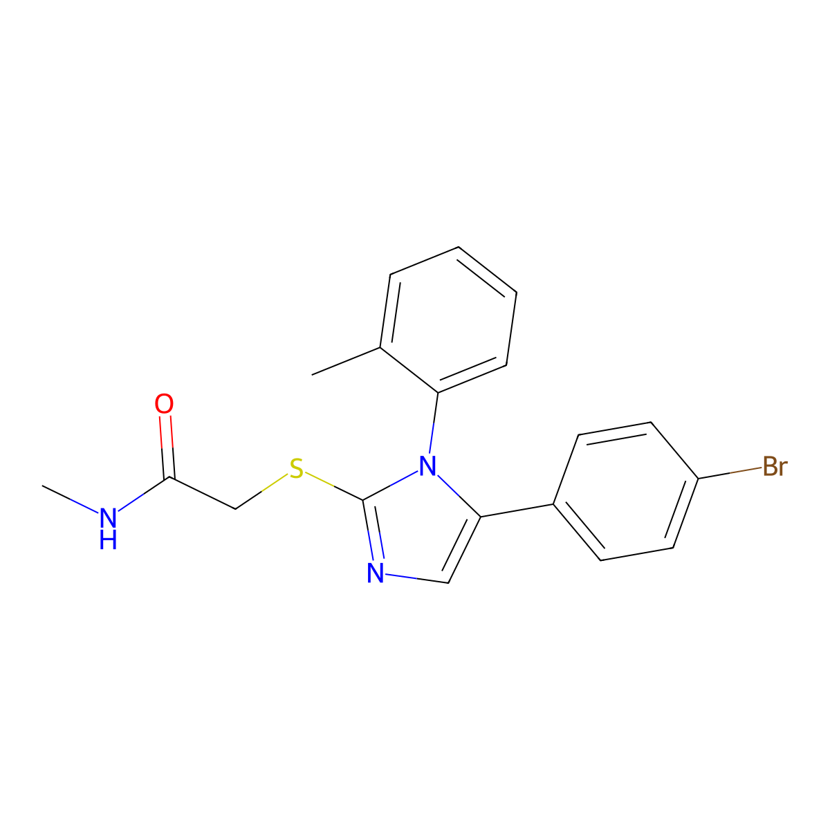 2-((5-(4-bromophenyl)-1-(o-tolyl)-1H-imidazol-2-yl)thio)-N-methylacetamide molecular structure, CAS 1206991-23-2