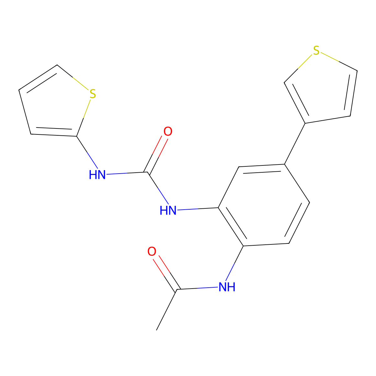 N-(2-(3-(thiophen-2-yl)ureido)-4-(thiophen-3-yl)phenyl)acetamide molecular structure, CAS 1206991-31-2