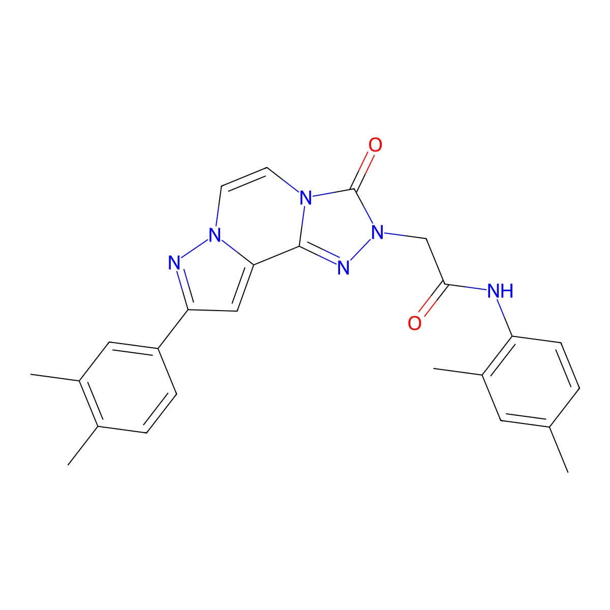 N-(2,4-dimethylphenyl)-2-[11-(3,4-dimethylphenyl)-5-oxo-3,4,6,9,10-pentaazatricyclo[7.3.0.0^{2,6}]dodeca-1(12),2,7,10-tetraen-4-yl]acetamide molecular structure, CAS 1206991-33-4