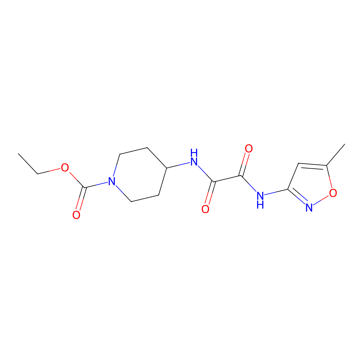 Ethyl 4-(2-((5-methylisoxazol-3-yl)amino)-2-oxoacetamido)piperidine-1-carboxylate molecular structure, CAS 1206991-39-0