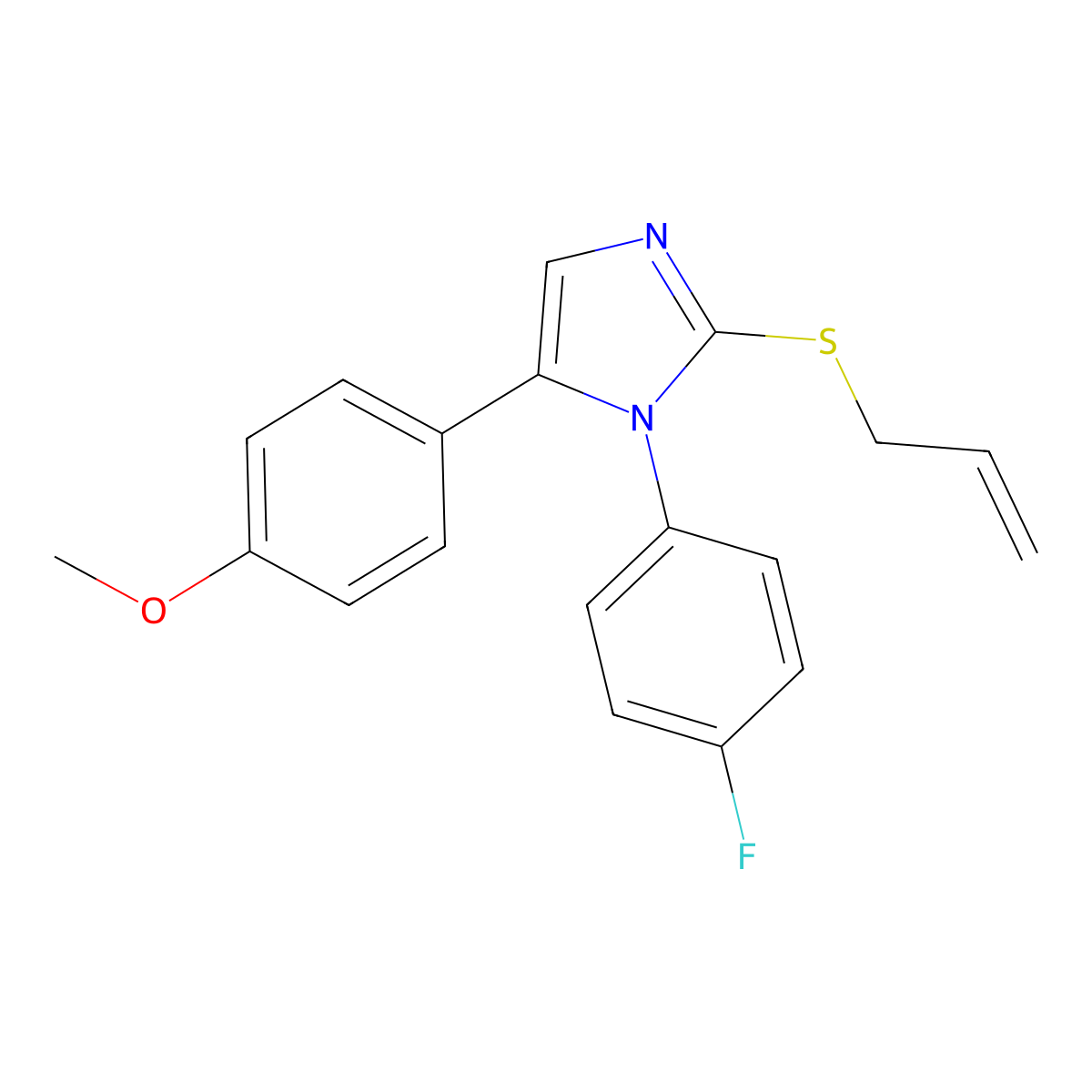 2-(allylthio)-1-(4-fluorophenyl)-5-(4-methoxyphenyl)-1H-imidazole molecular structure, CAS 1206991-46-9