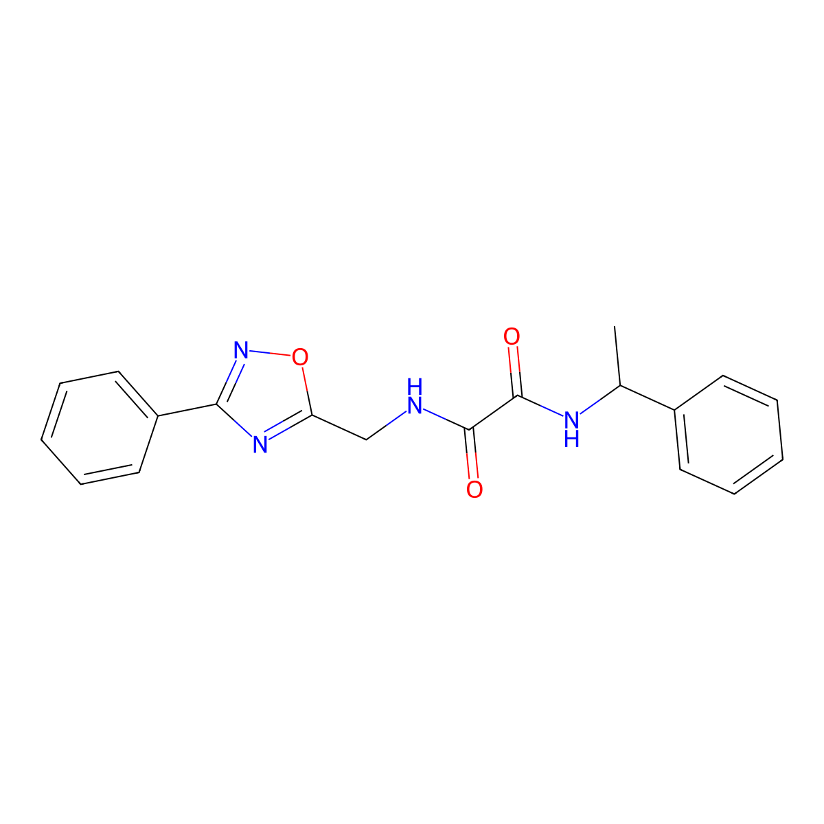 N1-((3-phenyl-1,2,4-oxadiazol-5-yl)methyl)-N2-(1-phenylethyl)oxalamide molecular structure, CAS 1206991-48-1