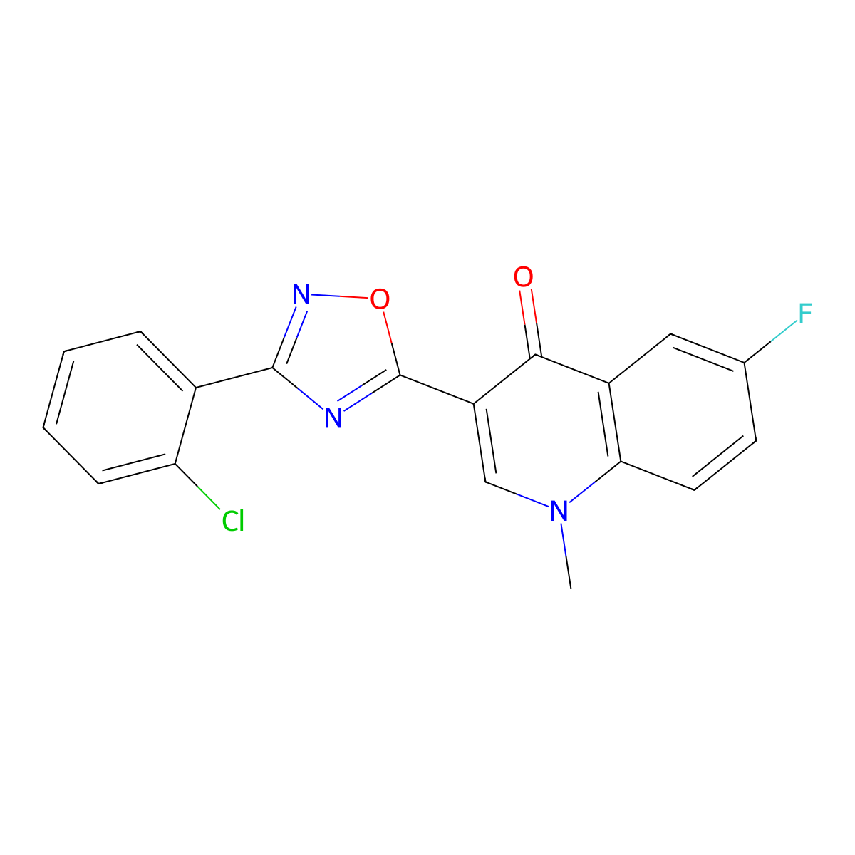 3-(3-(2-chlorophenyl)-1,2,4-oxadiazol-5-yl)-6-fluoro-1-methylquinolin-4(1H)-one molecular structure, CAS 1206991-49-2