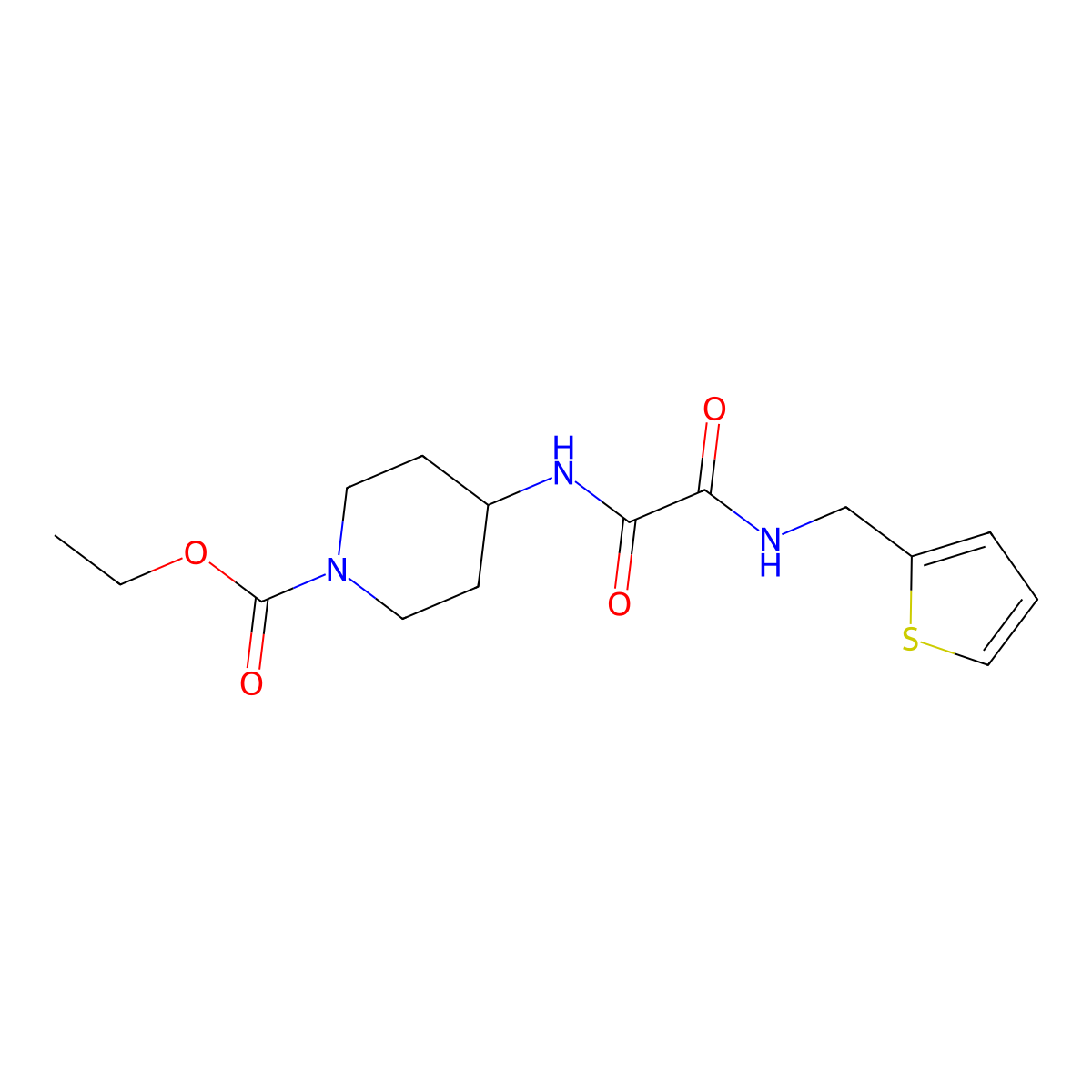 Ethyl 4-(2-oxo-2-((thiophen-2-ylmethyl)amino)acetamido)piperidine-1-carboxylate molecular structure, CAS 1206991-53-8