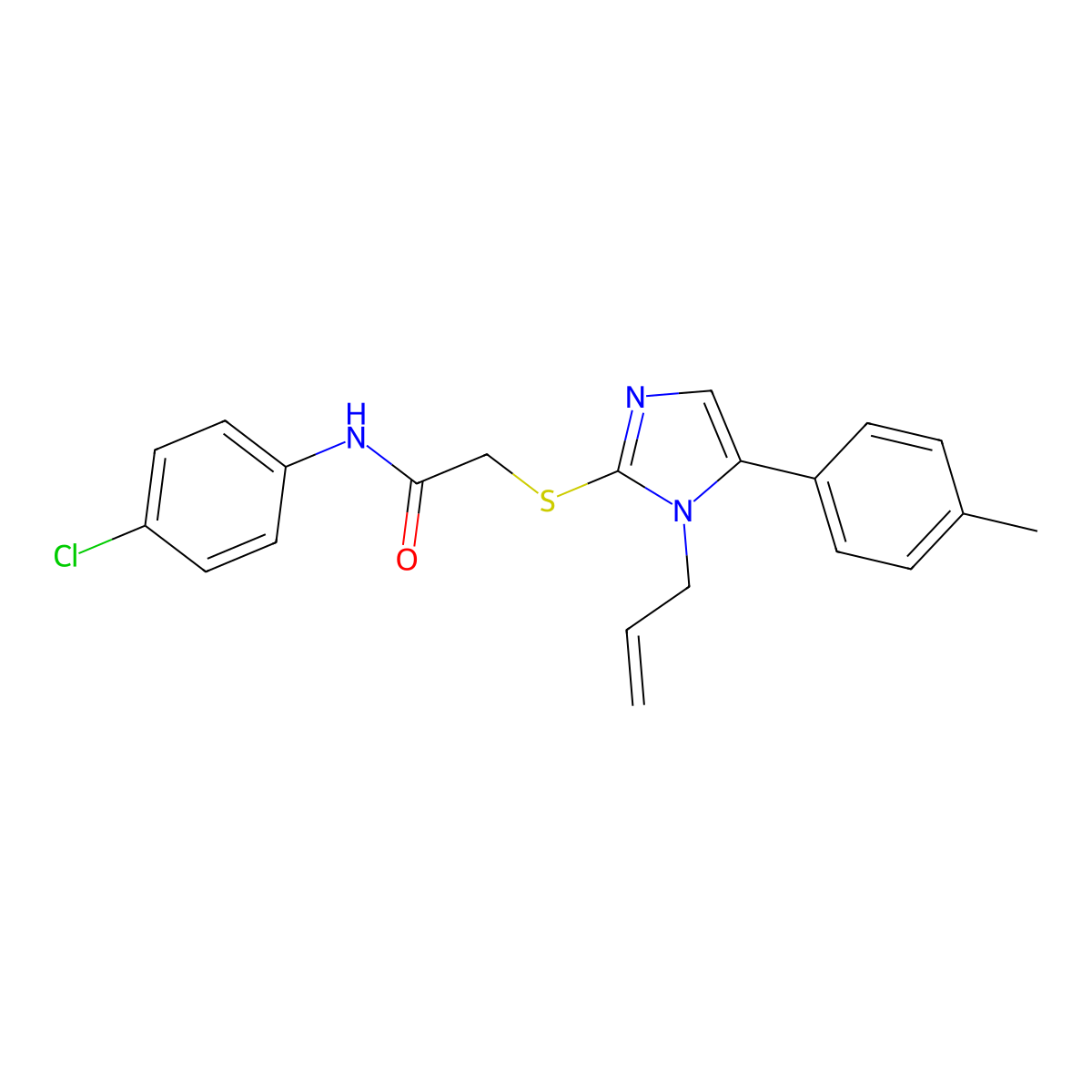 2-((1-allyl-5-(p-tolyl)-1H-imidazol-2-yl)thio)-N-(4-chlorophenyl)acetamide molecular structure, CAS 1206991-58-3