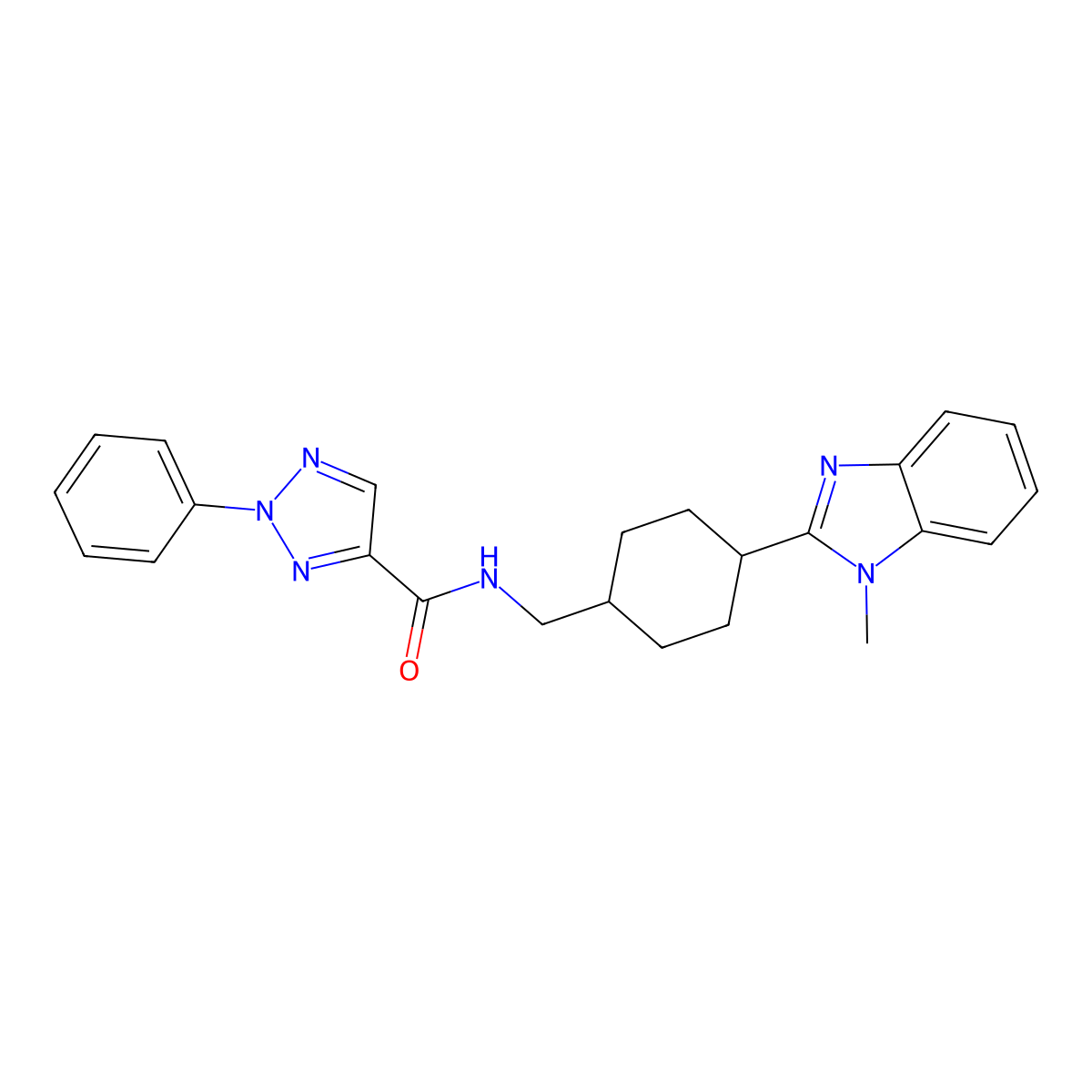 N-((4-(1-methyl-1H-benzo[d]imidazol-2-yl)cyclohexyl)methyl)-2-phenyl-2H-1,2,3-triazole-4-carboxamide molecular structure, CAS 1206991-63-0