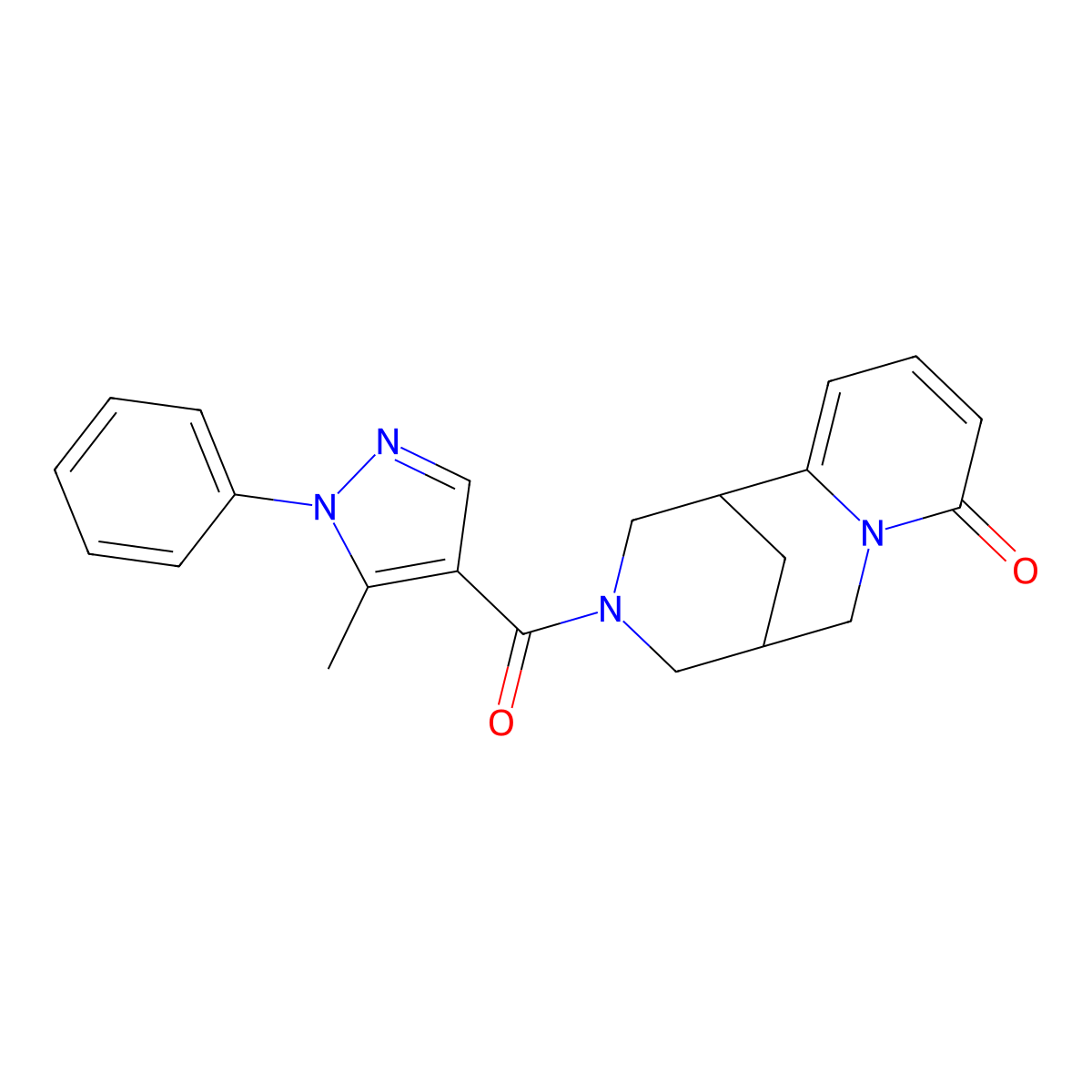 3-(5-methyl-1-phenyl-1H-pyrazole-4-carbonyl)-3,4,5,6-tetrahydro-1H-1,5-methanopyrido[1,2-a][1,5]diazocin-8(2H)-one molecular structure, CAS 1206991-65-2