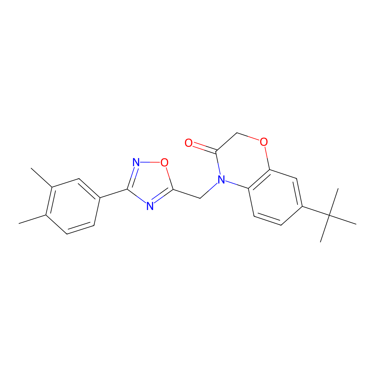 7-(tert-butyl)-4-((3-(3,4-dimethylphenyl)-1,2,4-oxadiazol-5-yl)methyl)-2H-benzo[b][1,4]oxazin-3(4H)-one molecular structure, CAS 1206991-69-6