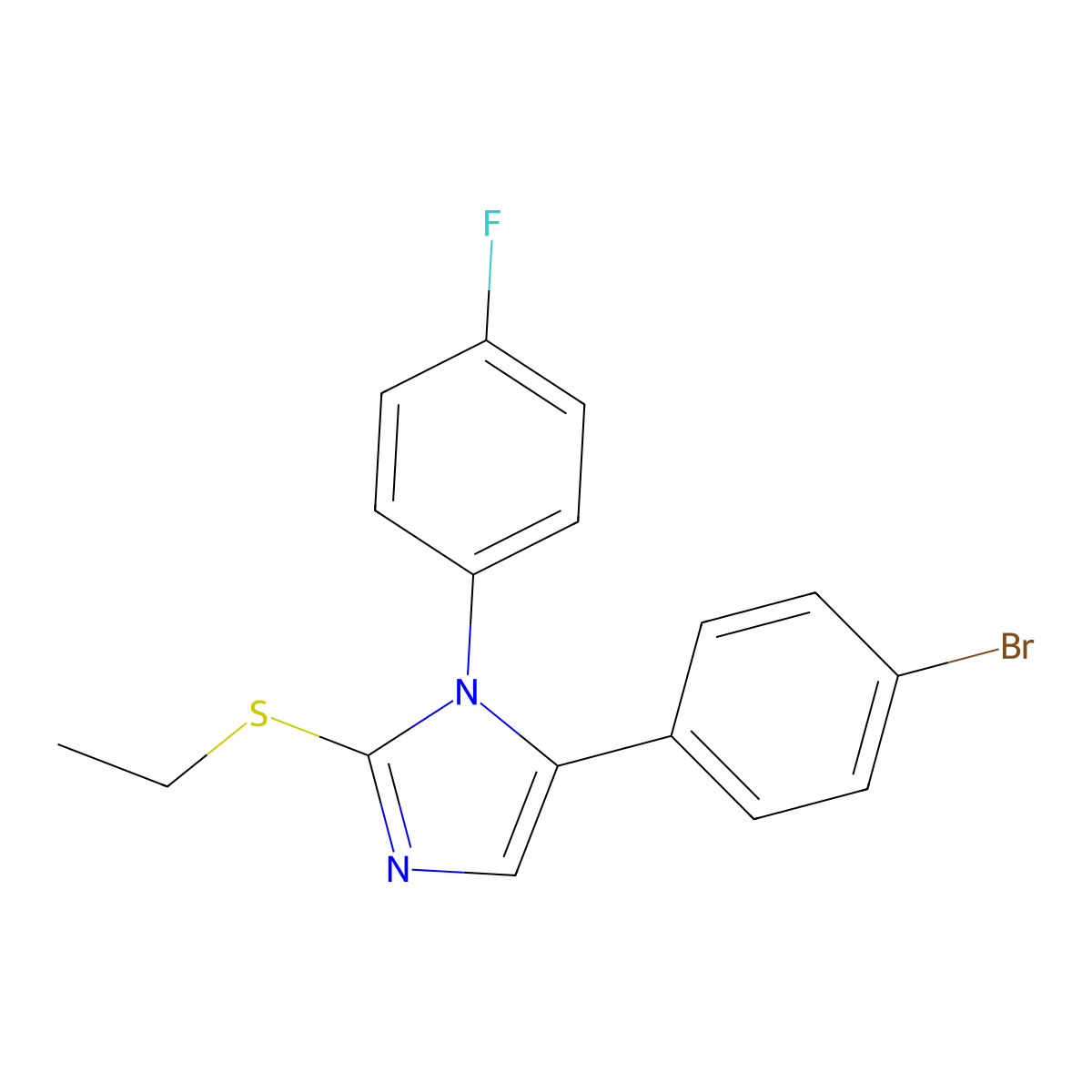 5-(4-bromophenyl)-2-(ethylthio)-1-(4-fluorophenyl)-1H-imidazole molecular structure, CAS 1206991-70-9