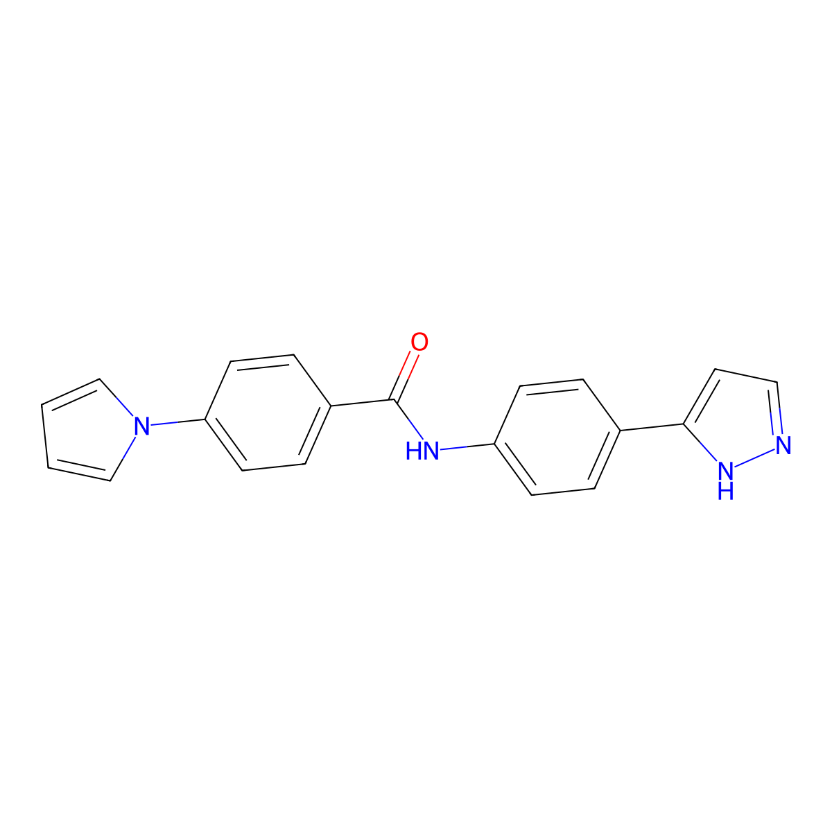 N-[4-(1H-pyrazol-3-yl)phenyl]-4-(1H-pyrrol-1-yl)benzamide molecular structure, CAS 1206991-71-0