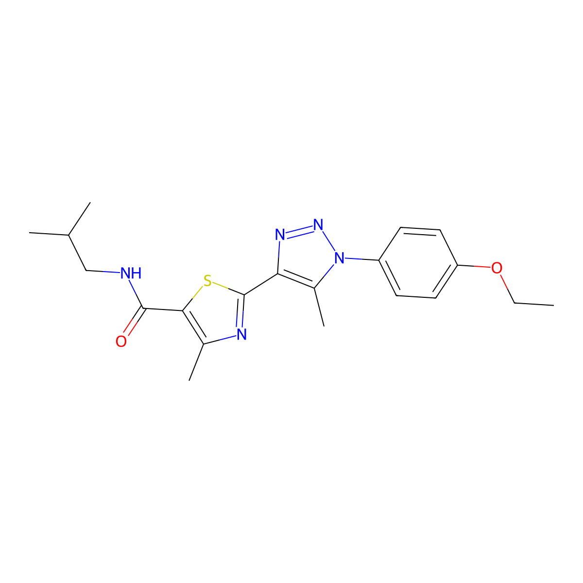 2-(1-(4-ethoxyphenyl)-5-methyl-1H-1,2,3-triazol-4-yl)-N-isobutyl-4-methylthiazole-5-carboxamide molecular structure, CAS 1206991-73-2