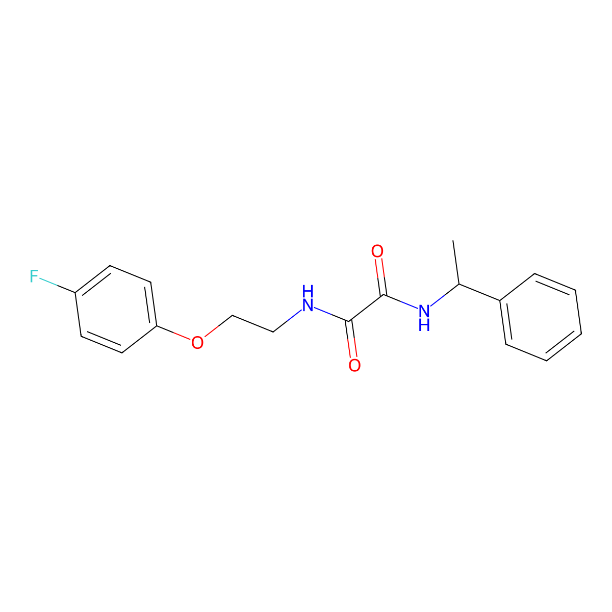N1-(2-(4-fluorophenoxy)ethyl)-N2-(1-phenylethyl)oxalamide molecular structure, CAS 1206991-78-7