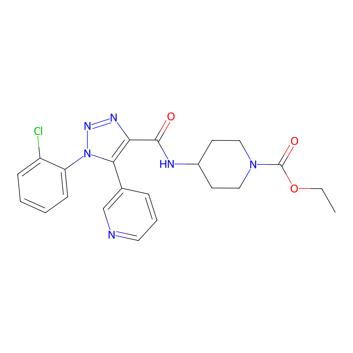 ethyl 4-(1-(2-chlorophenyl)-5-(pyridin-3-yl)-1H-1,2,3-triazole-4-carboxamido)piperidine-1-carboxylate molecular structure, CAS 1206991-84-5