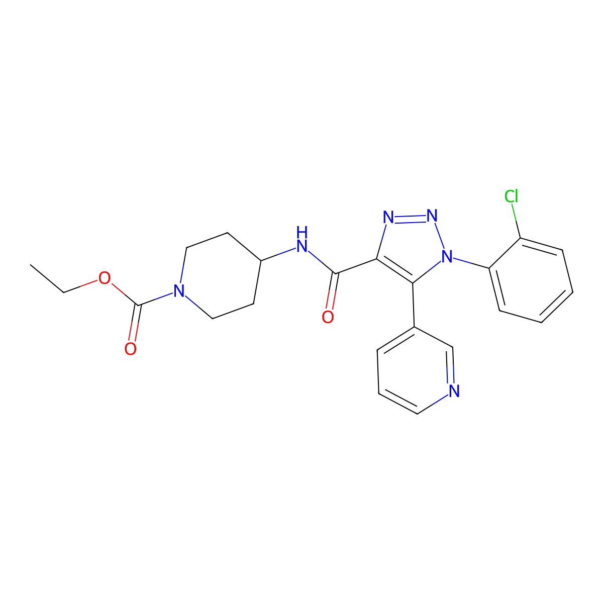 ethyl 4-(1-(2-chlorophenyl)-5-(pyridin-3-yl)-1H-1,2,3-triazole-4-carboxamido)piperidine-1-carboxylate molecular structure, CAS 1206991-84-5