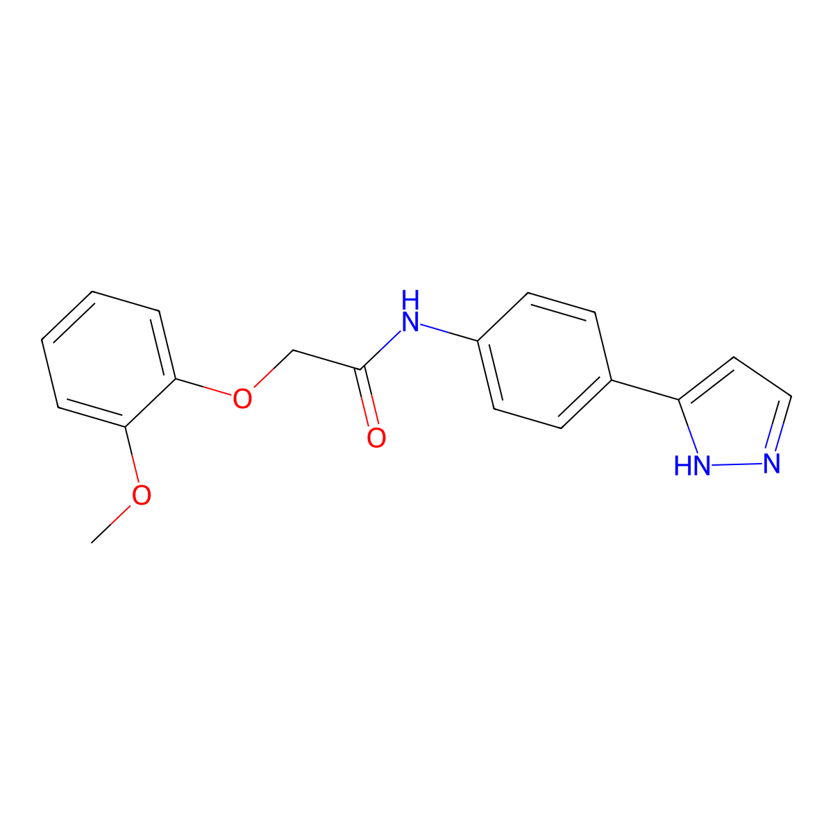 2-(2-methoxyphenoxy)-N-[4-(1H-pyrazol-3-yl)phenyl]acetamide molecular structure, CAS 1206991-85-6
