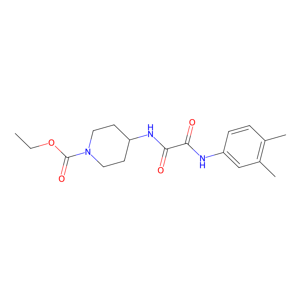 Ethyl 4-(2-((3,4-dimethylphenyl)amino)-2-oxoacetamido)piperidine-1-carboxylate molecular structure, CAS 1206991-86-7