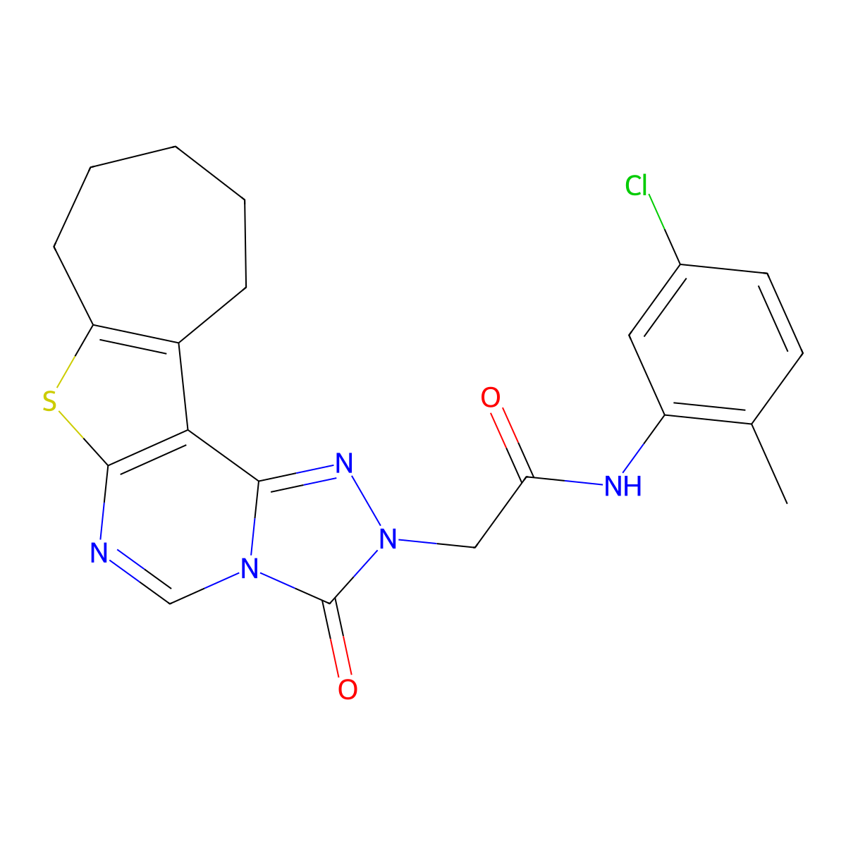 N-(5-chloro-2-methylphenyl)-2-{14-oxo-9-thia-11,13,15,16-tetraazatetracyclo[8.7.0.0^{2,8}.0^{13,17}]heptadeca-1(10),2(8),11,16-tetraen-15-yl}acetamide molecular structure, CAS 1206991-87-8