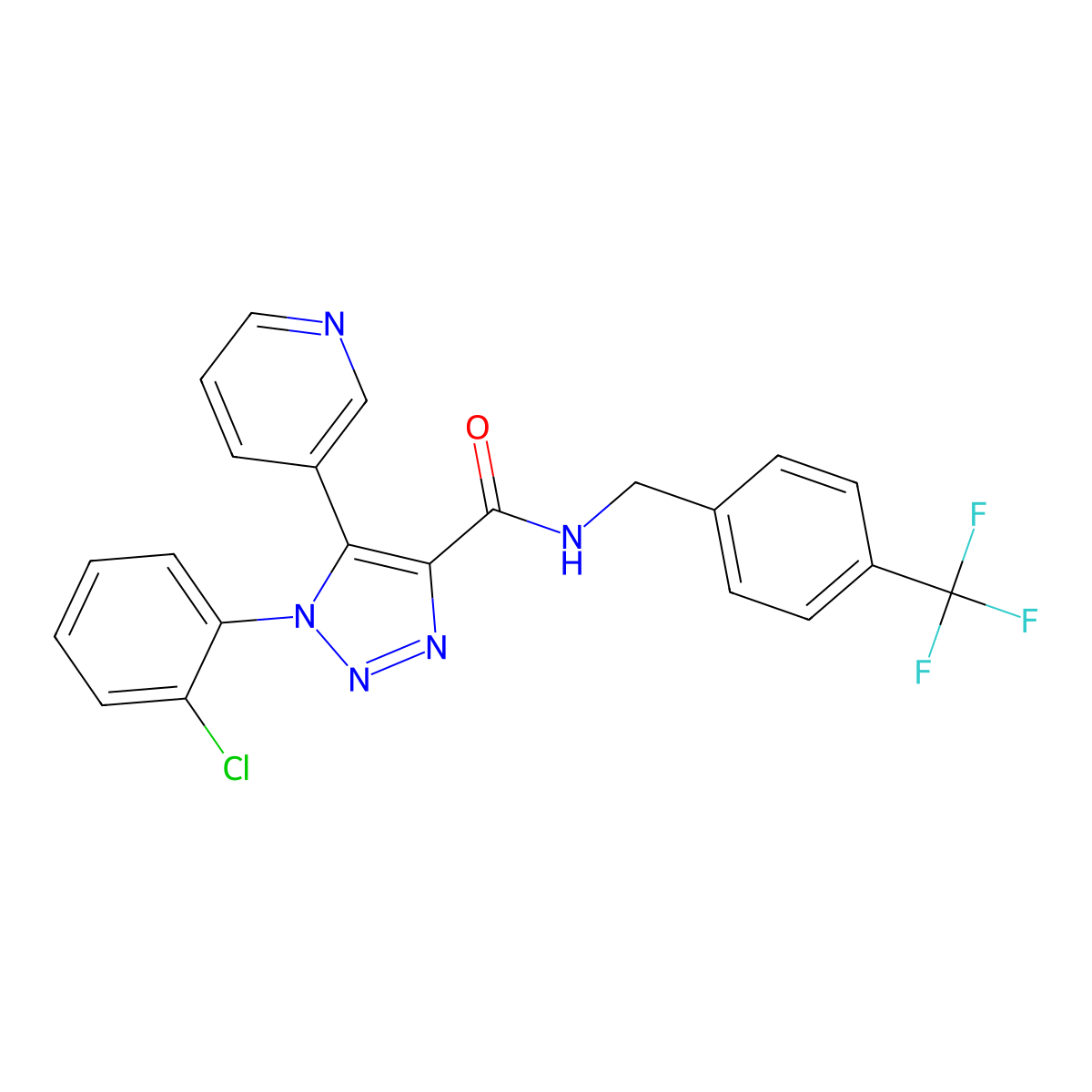 1-(2-chlorophenyl)-5-(pyridin-3-yl)-N-(4-(trifluoromethyl)benzyl)-1H-1,2,3-triazole-4-carboxamide molecular structure, CAS 1206991-88-9