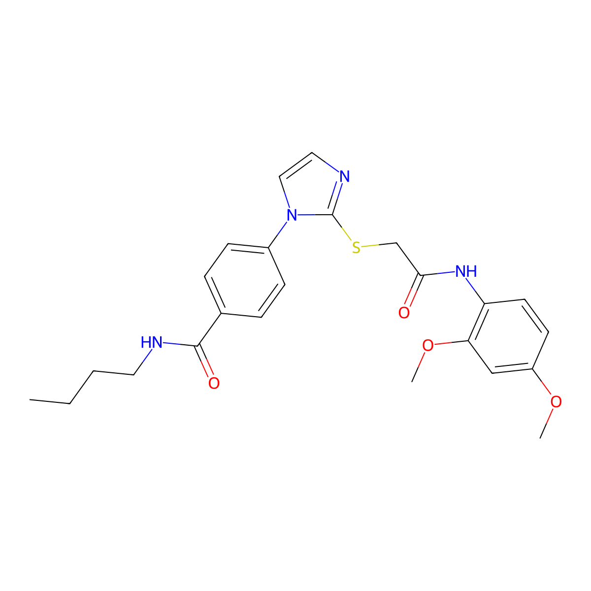 N-butyl-4-[2-({[(2,4-dimethoxyphenyl)carbamoyl]methyl}sulfanyl)-1H-imidazol-1-yl]benzamide molecular structure, CAS 1206991-91-4