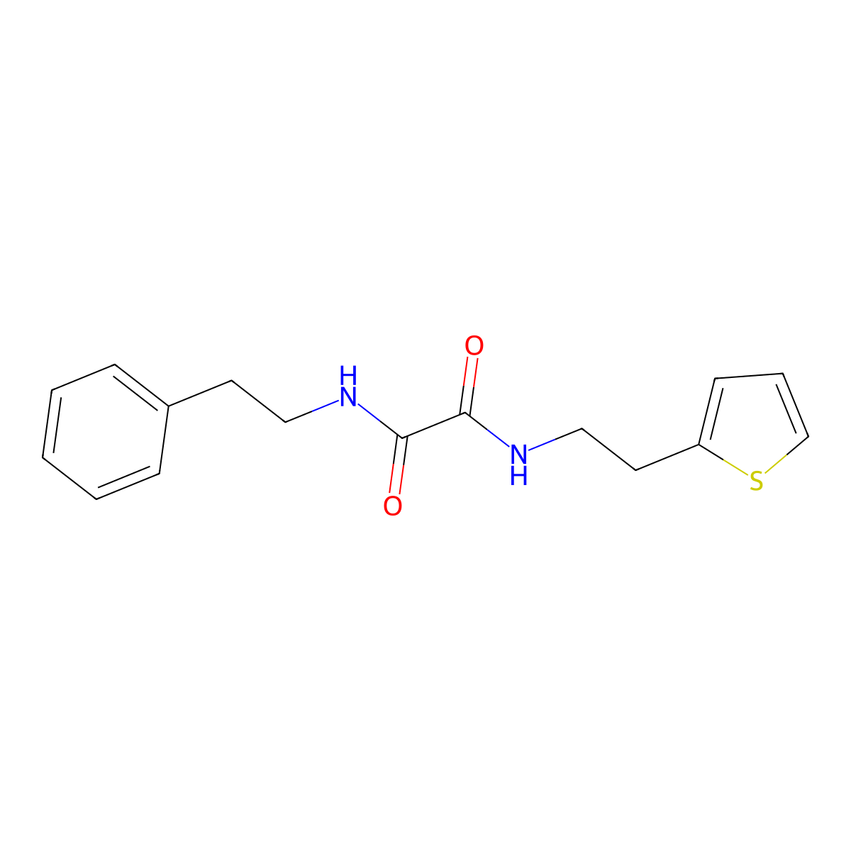 N1-phenethyl-N2-(2-(thiophen-2-yl)ethyl)oxalamide molecular structure, CAS 1206991-93-6