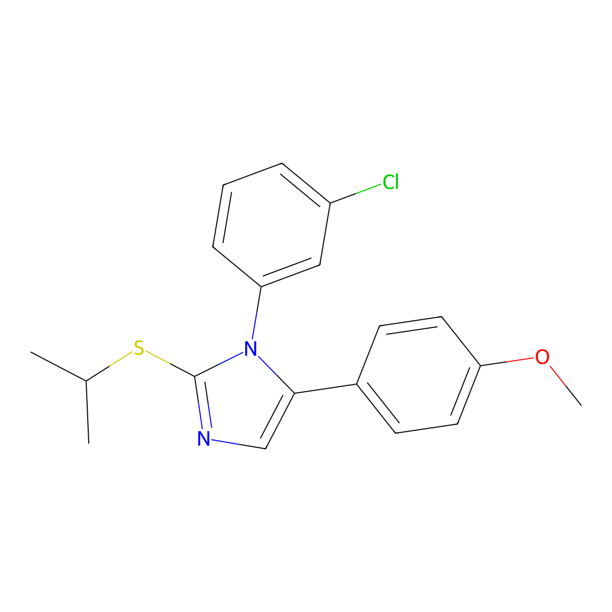 1-(3-chlorophenyl)-5-(4-methoxyphenyl)-2-(propan-2-ylsulfanyl)-1H-imidazole molecular structure, CAS 1206991-96-9