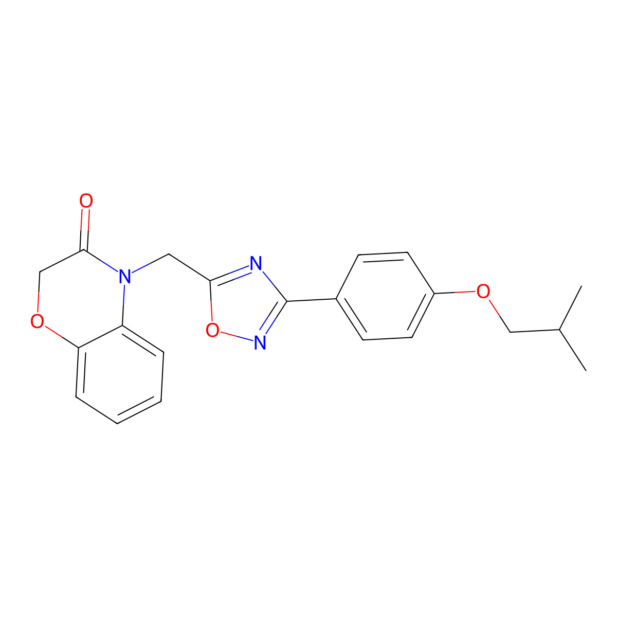 4-{[3-(4-isobutoxyphenyl)-1,2,4-oxadiazol-5-yl]methyl}-2H-1,4-benzoxazin-3(4H)-one molecular structure, CAS 1206992-01-9