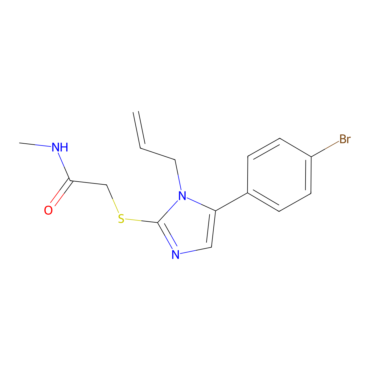 2-((1-allyl-5-(4-bromophenyl)-1H-imidazol-2-yl)thio)-N-methylacetamide molecular structure, CAS 1206992-02-0