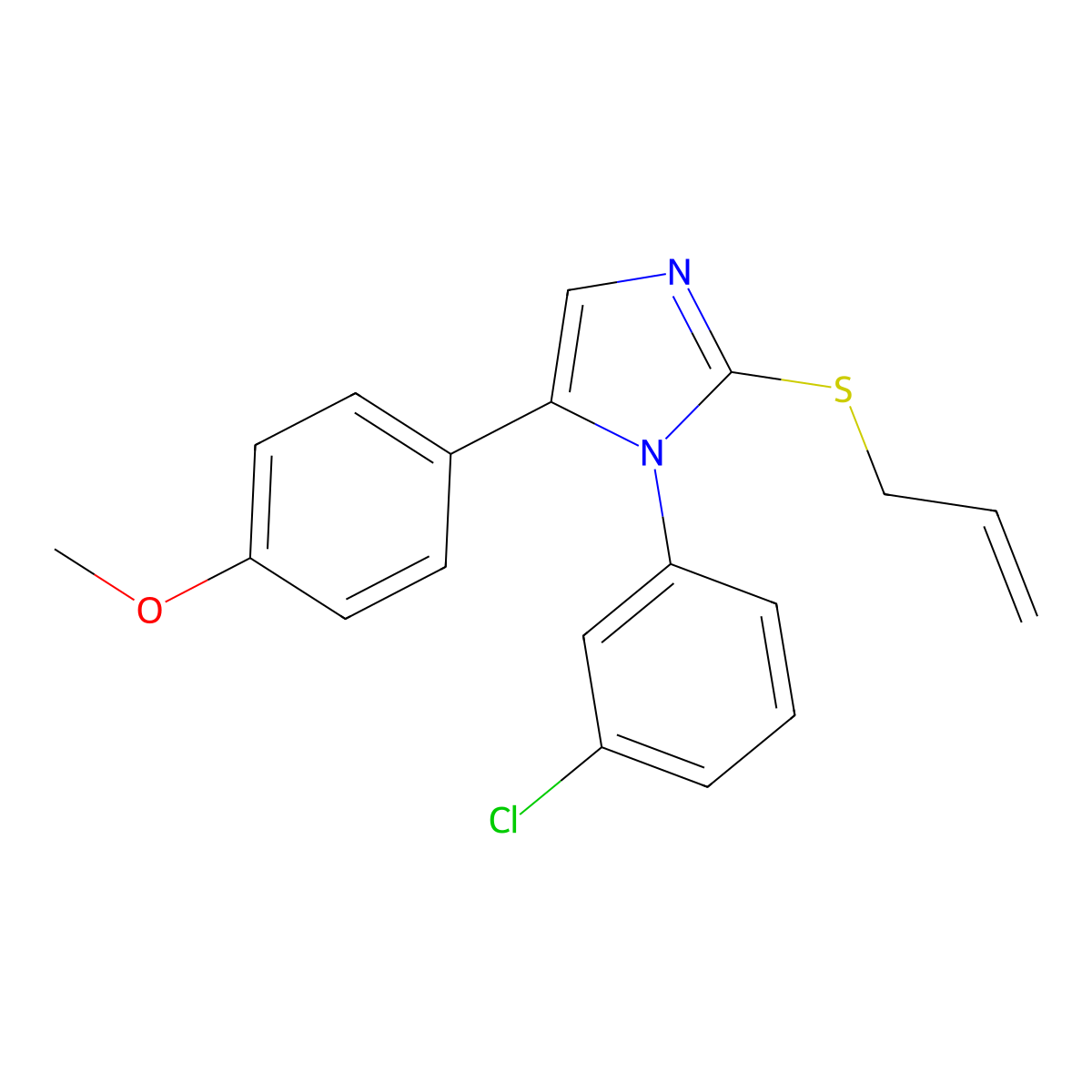 2-(allylthio)-1-(3-chlorophenyl)-5-(4-methoxyphenyl)-1H-imidazole molecular structure, CAS 1206992-04-2