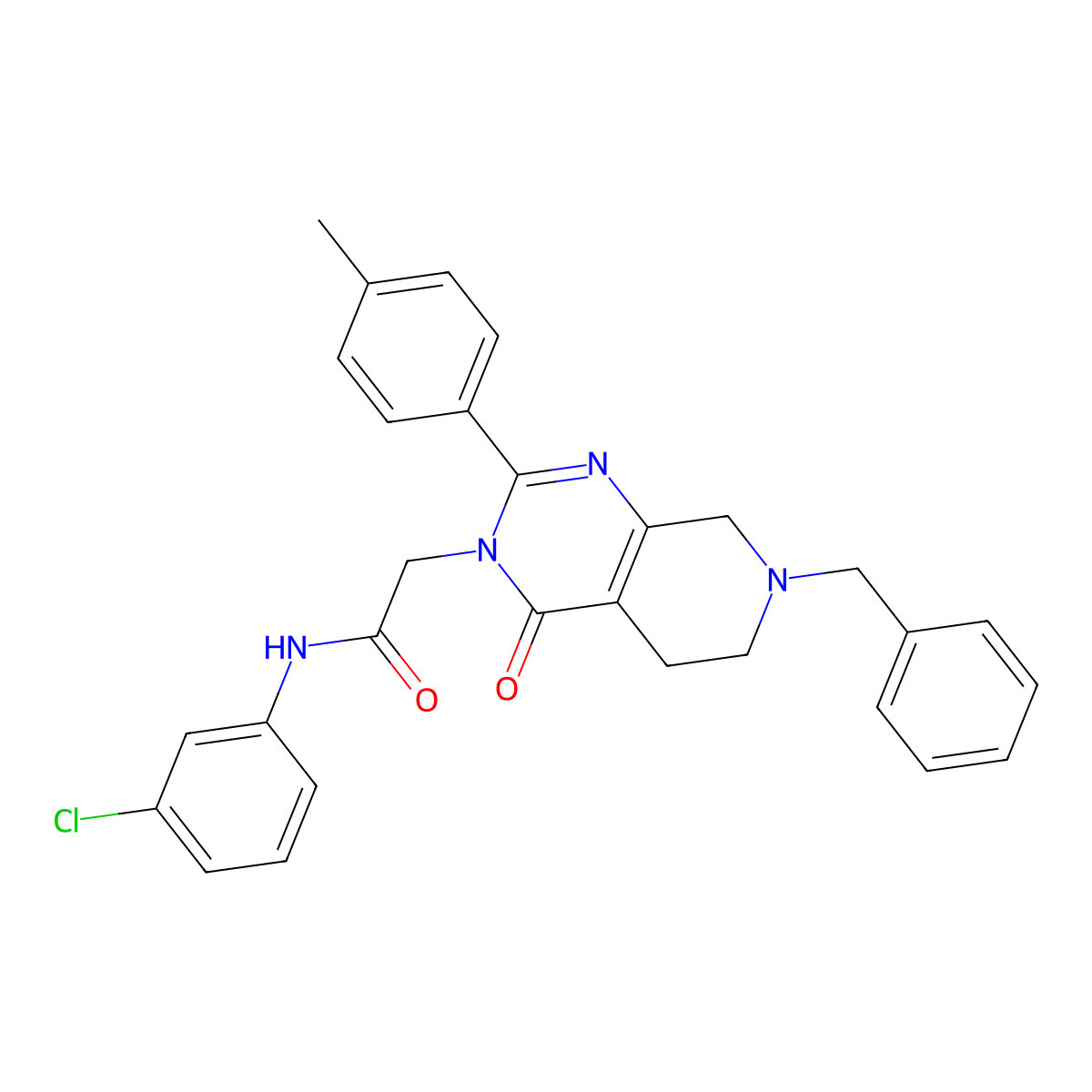 2-[7-benzyl-2-(4-methylphenyl)-4-oxo-3H,4H,5H,6H,7H,8H-pyrido[3,4-d]pyrimidin-3-yl]-N-(3-chlorophenyl)acetamide molecular structure, CAS 1206992-14-4