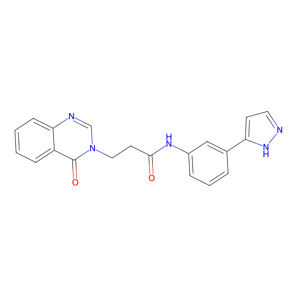 N-(3-(1H-pyrazol-3-yl)phenyl)-3-(4-oxoquinazolin-3(4H)-yl)propanamide molecular structure, CAS 1206992-15-5