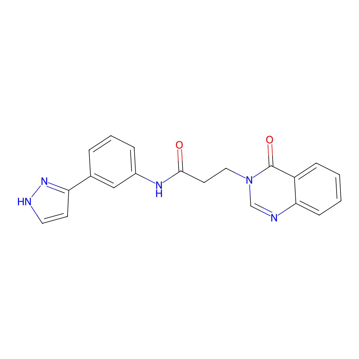 N-(3-(1H-pyrazol-3-yl)phenyl)-3-(4-oxoquinazolin-3(4H)-yl)propanamide molecular structure, CAS 1206992-15-5