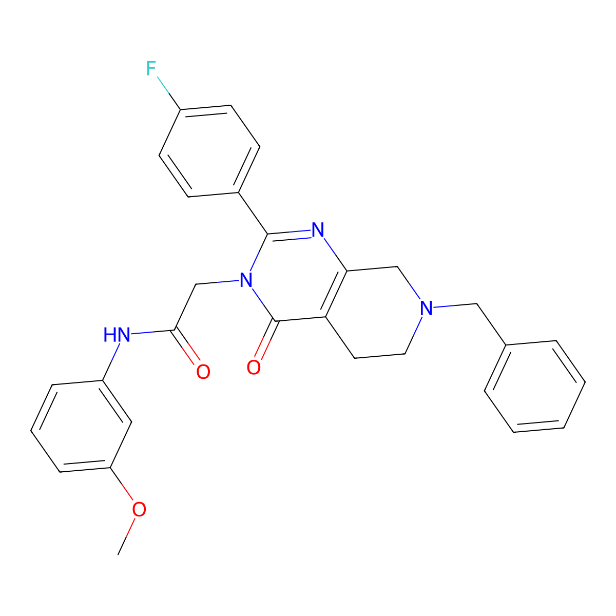 2-[7-benzyl-2-(4-fluorophenyl)-4-oxo-3H,4H,5H,6H,7H,8H-pyrido[3,4-d]pyrimidin-3-yl]-N-(3-methoxyphenyl)acetamide molecular structure, CAS 1206992-22-4