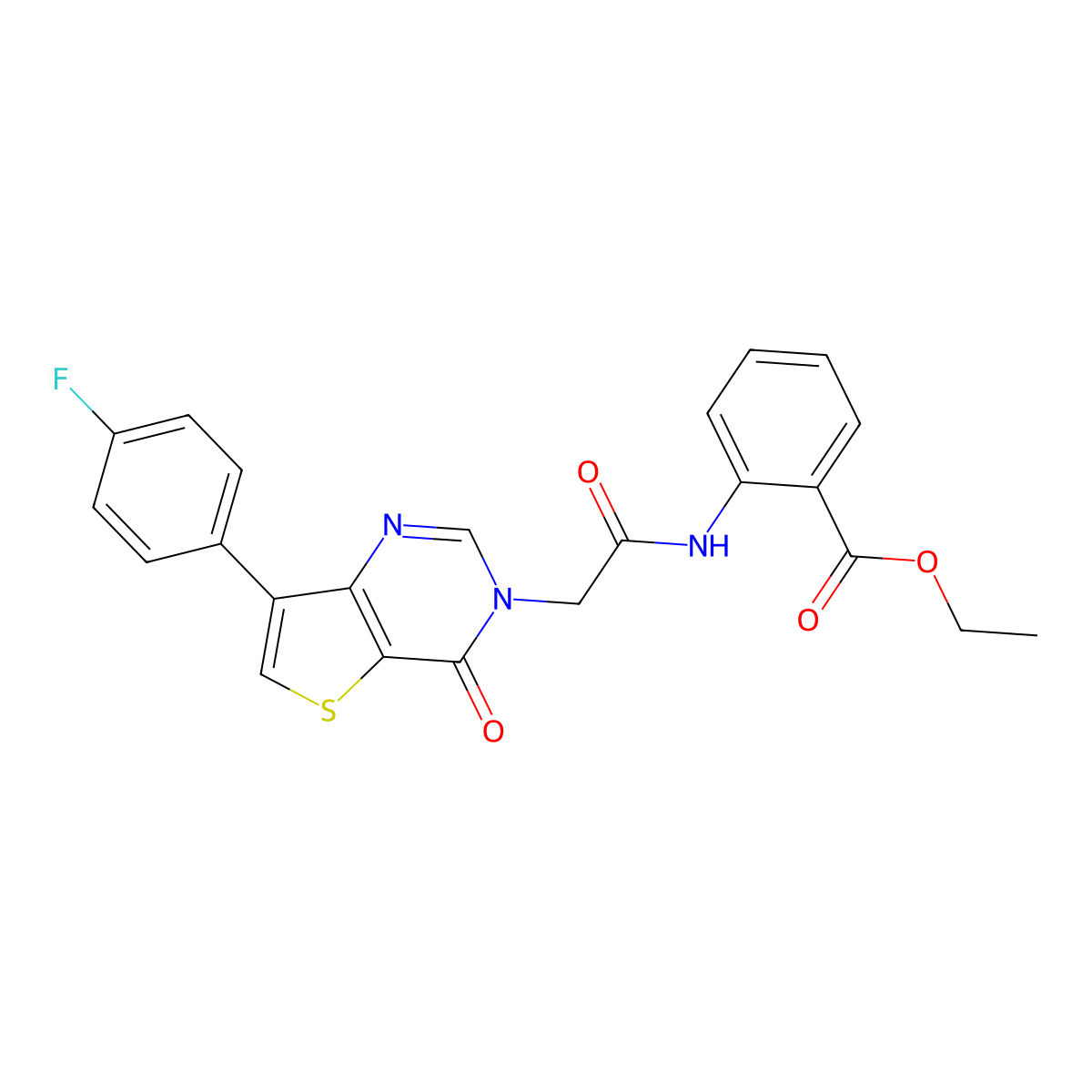 ethyl 2-({[7-(4-fluorophenyl)-4-oxothieno[3,2-d]pyrimidin-3(4H)-yl]acetyl}amino)benzoate molecular structure, CAS 1206992-33-7