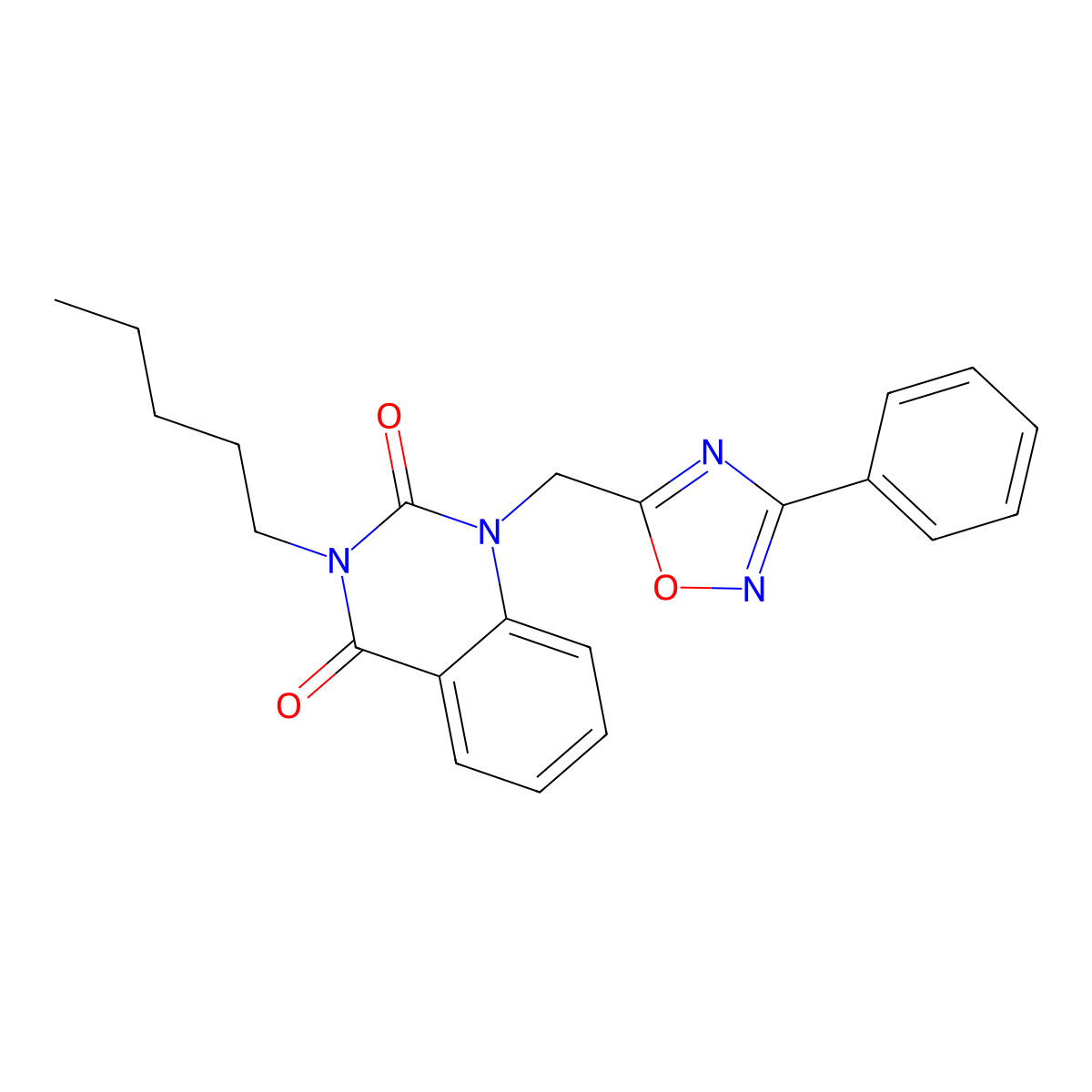 3-pentyl-1-((3-phenyl-1,2,4-oxadiazol-5-yl)methyl)quinazoline-2,4(1H,3H)-dione molecular structure, CAS 1206992-36-0