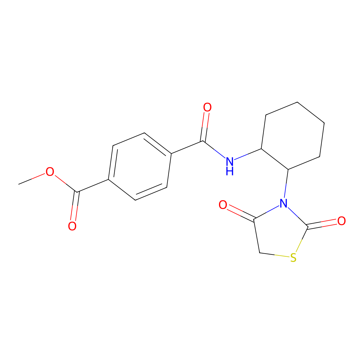Methyl 4-((2-(2,4-dioxothiazolidin-3-yl)cyclohexyl)carbamoyl)benzoate molecular structure, CAS 1206992-37-1