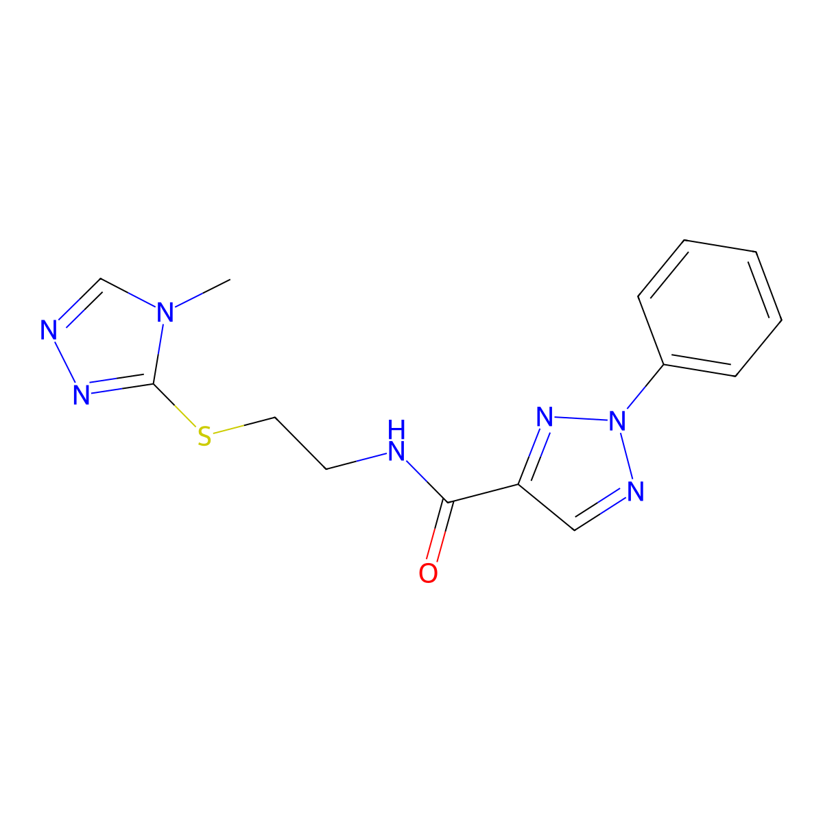 N-(2-((4-methyl-4H-1,2,4-triazol-3-yl)thio)ethyl)-2-phenyl-2H-1,2,3-triazole-4-carboxamide molecular structure, CAS 1206992-38-2