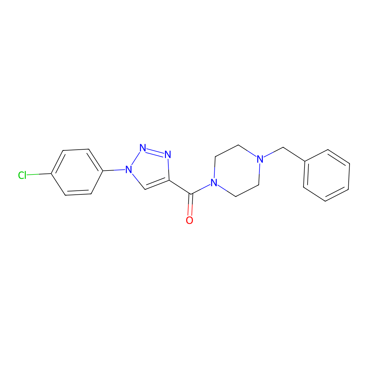1-benzyl-4-[1-(4-chlorophenyl)-1H-1,2,3-triazole-4-carbonyl]piperazine molecular structure, CAS 1206992-39-3