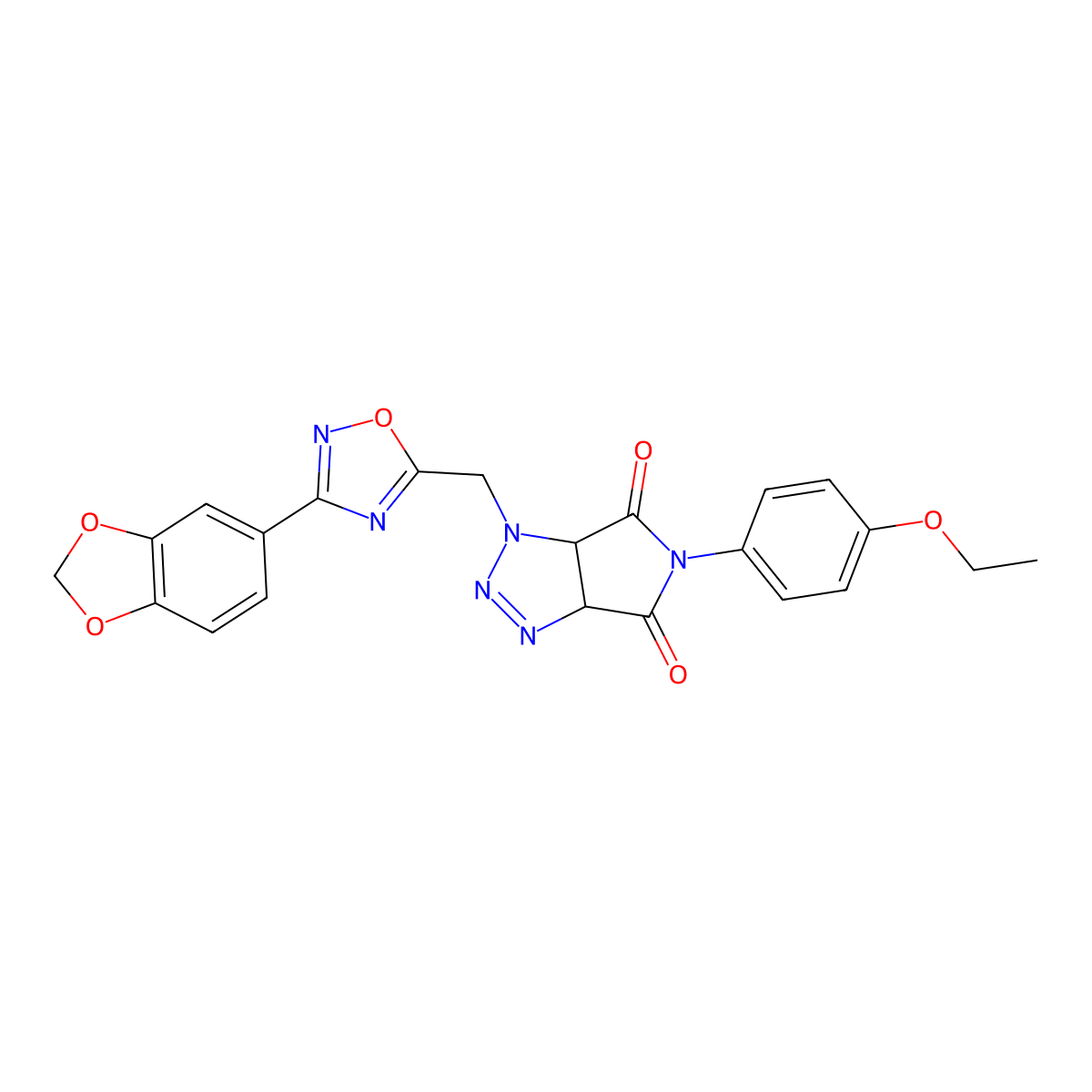 1-{[3-(2H-1,3-benzodioxol-5-yl)-1,2,4-oxadiazol-5-yl]methyl}-5-(4-ethoxyphenyl)-1H,3aH,4H,5H,6H,6aH-pyrrolo[3,4-d][1,2,3]triazole-4,6-dione molecular structure, CAS 1206992-45-1